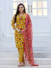 Yellow Colour Rayon Print With Thread Work Kurti With Pant Dupatta Aaradhna 2028 Wholesale Market Surat